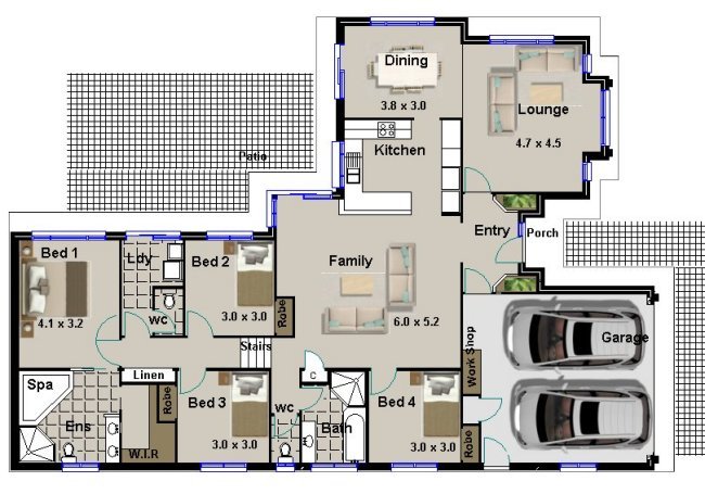 4 Bed Split Level House Plan
