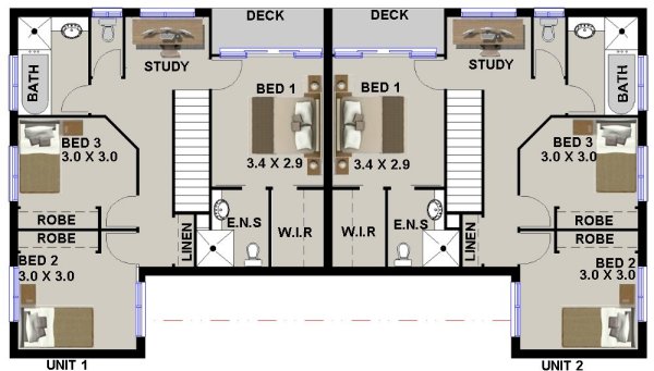 6 Bed + 2 Study Townhouse Plan:269DU