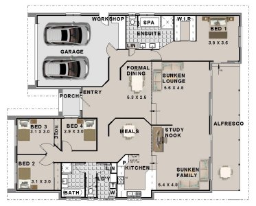 4 Bed + 2 Bath + Sunken Lounge
