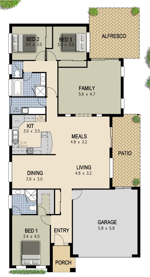 3  bed floor plan
