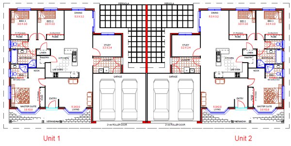 3 X 3 Bed X 4 Car | 6 Bed Design Plans
